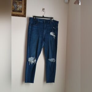 American Eagle Outfitters Jeans Women 16 Distressed Dark Blue Jegging Hi Rise